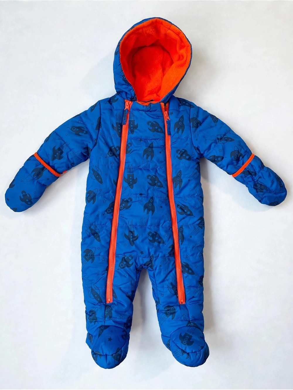 Wippette Baby Snowsuit 6-9M Blue Rocket Fleece Bunting Suit